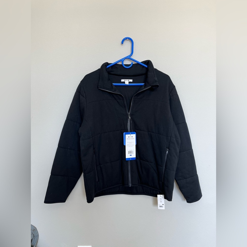 Large Quilted Black Zip Up Jacket NWT
